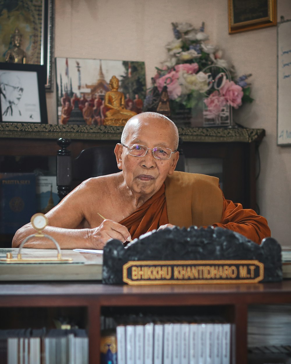 a person sitting at a desk