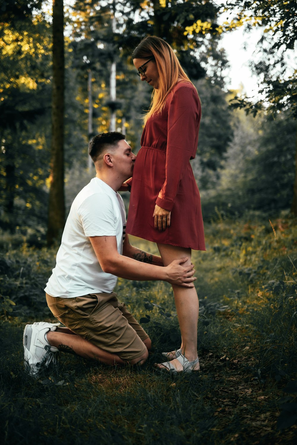 a man and woman kissing