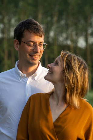 a man and woman kissing