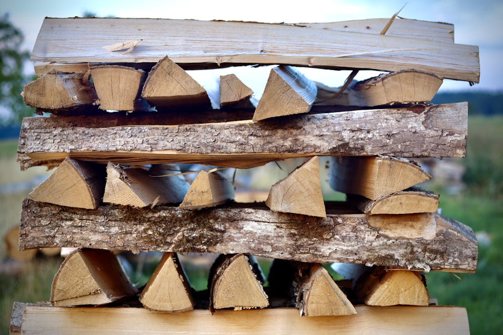 a stack of wood