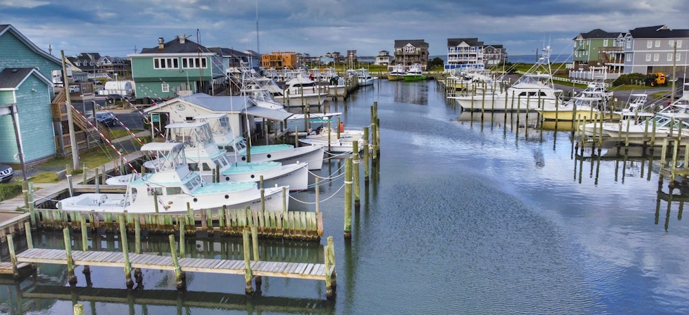 a dock with boats