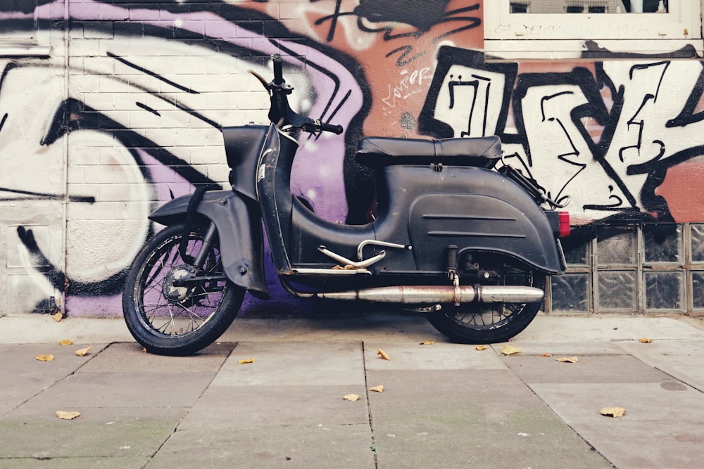 a bike parked on the side of a road