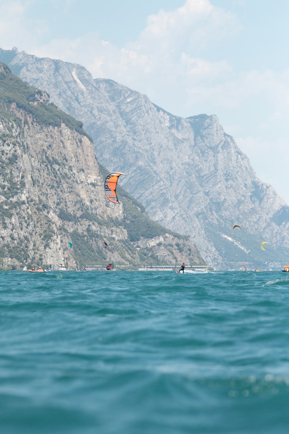 a group of people parasailing