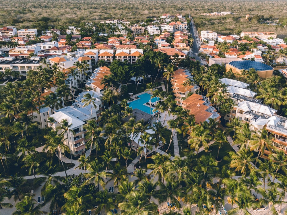 a high angle view of a town