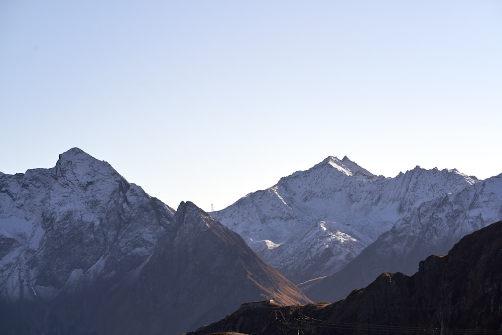 a mountain range with snow