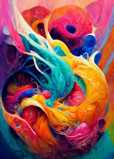 A dynamic composition showcasing movement and energy in art.