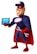 Happy child wearing a superhero cape, holding a tablet showing financial education materials.