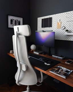 a chair in front of a computer