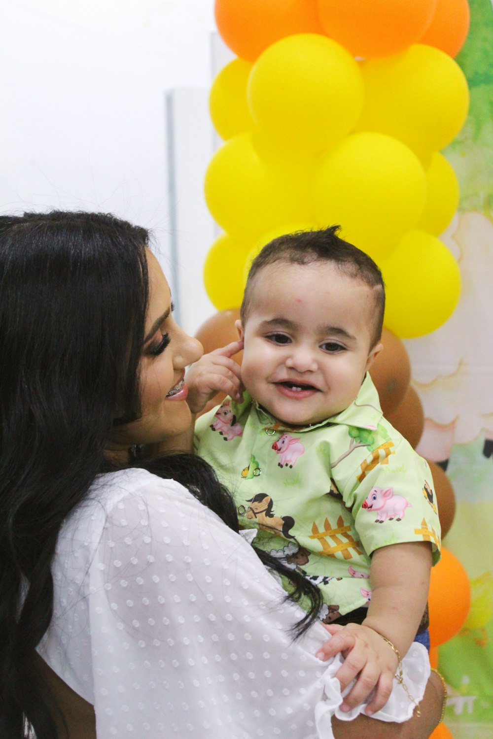 a person holding a baby