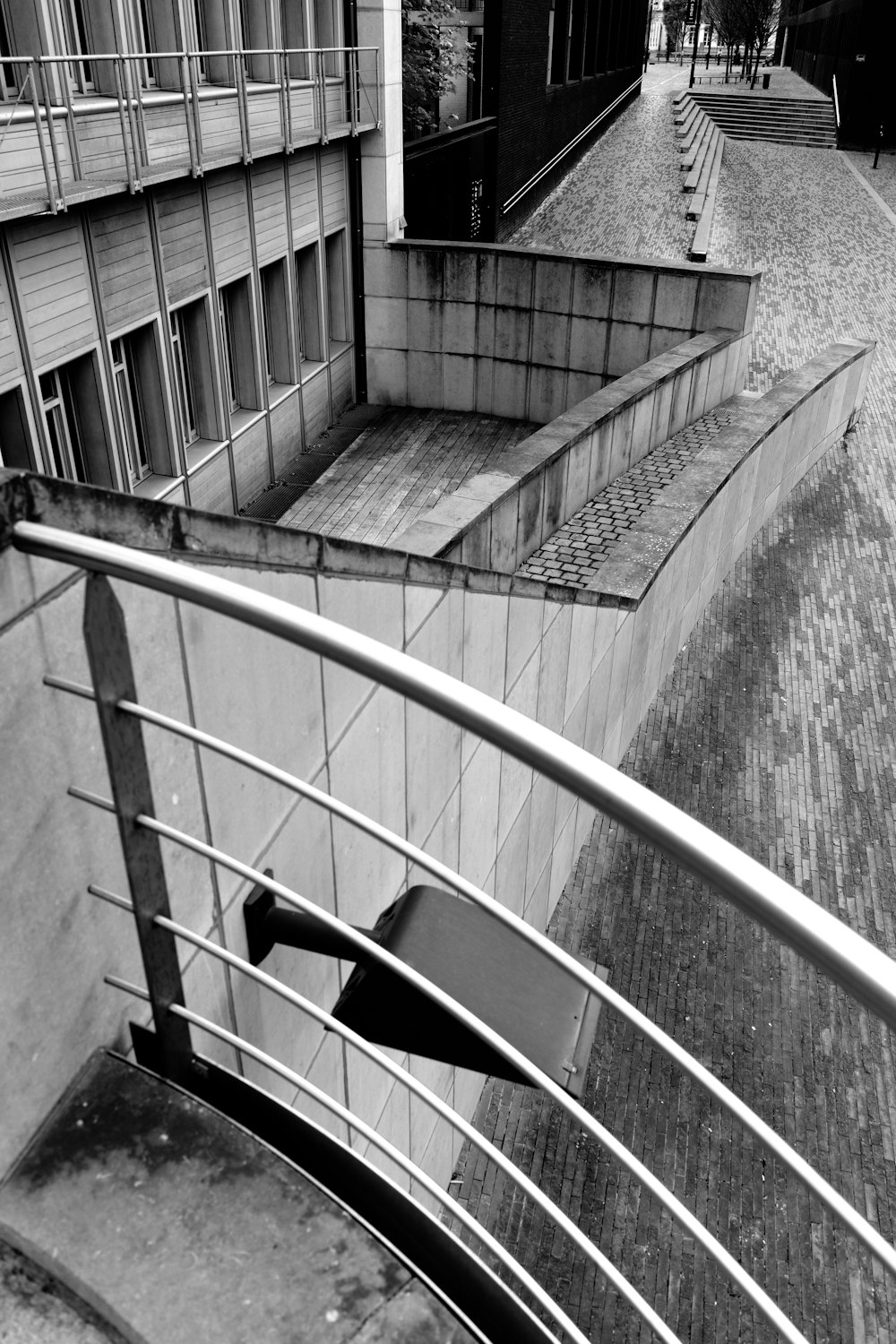 a staircase leading up to a building