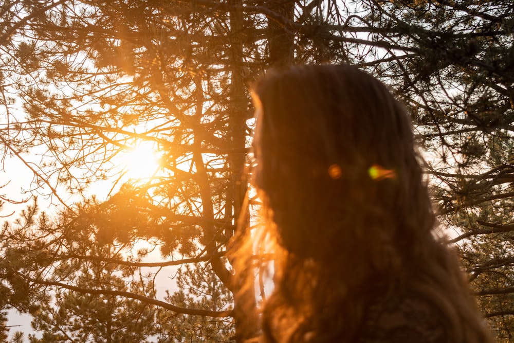 a person looking up at the sun