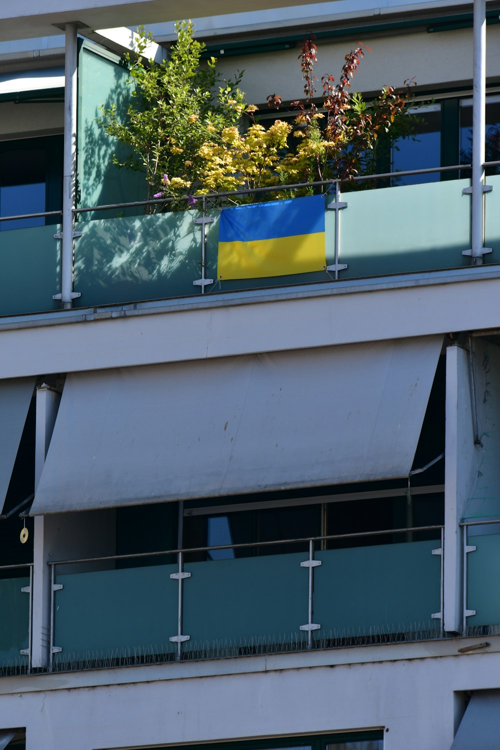 a flag on a building