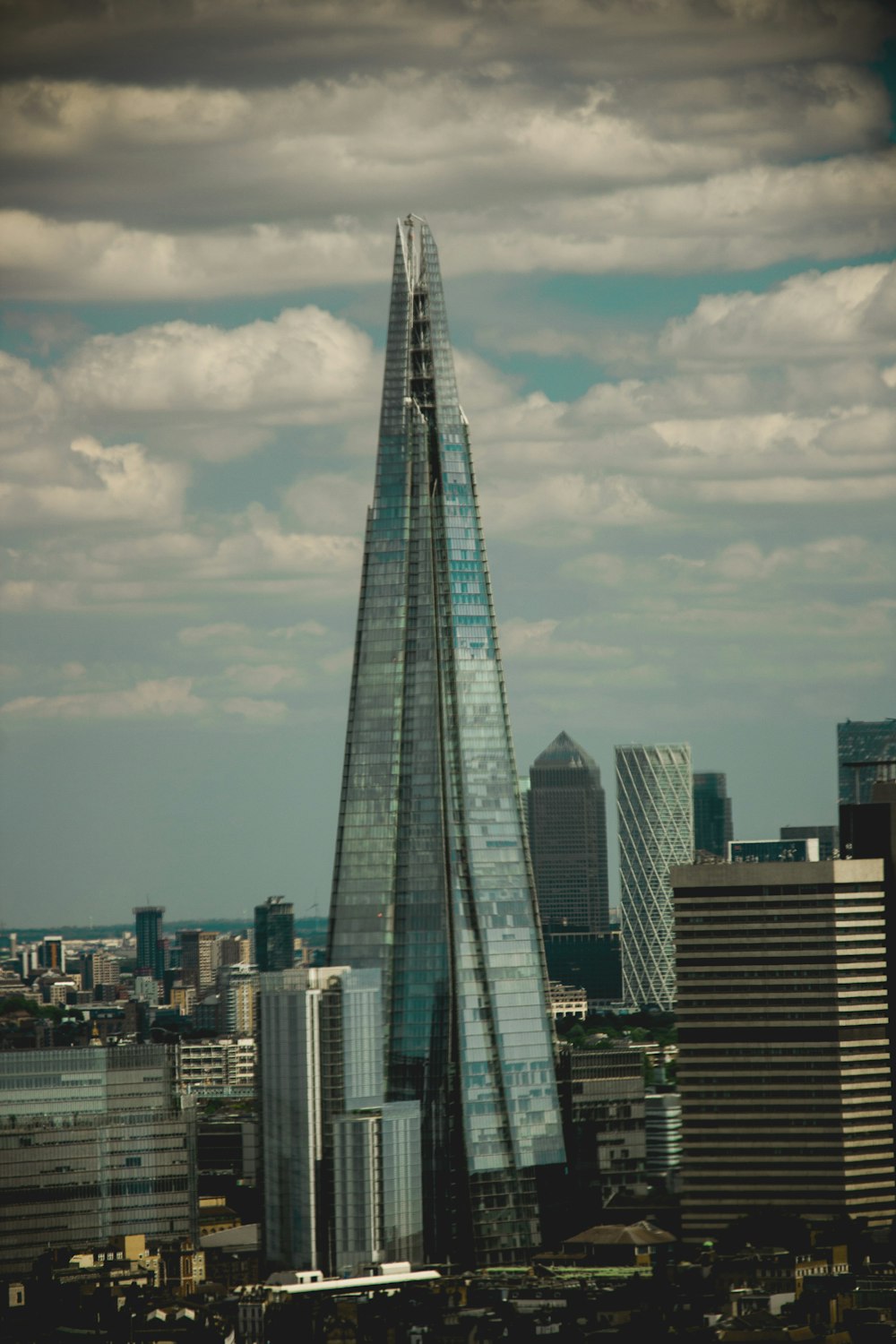 a tall glass building in The Shard