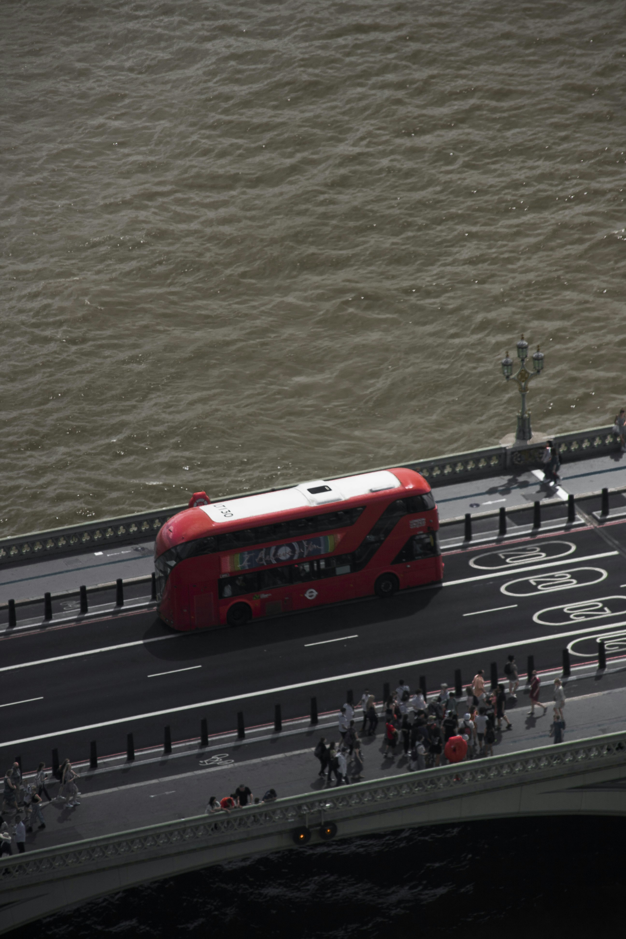 a double decker bus on a bridge