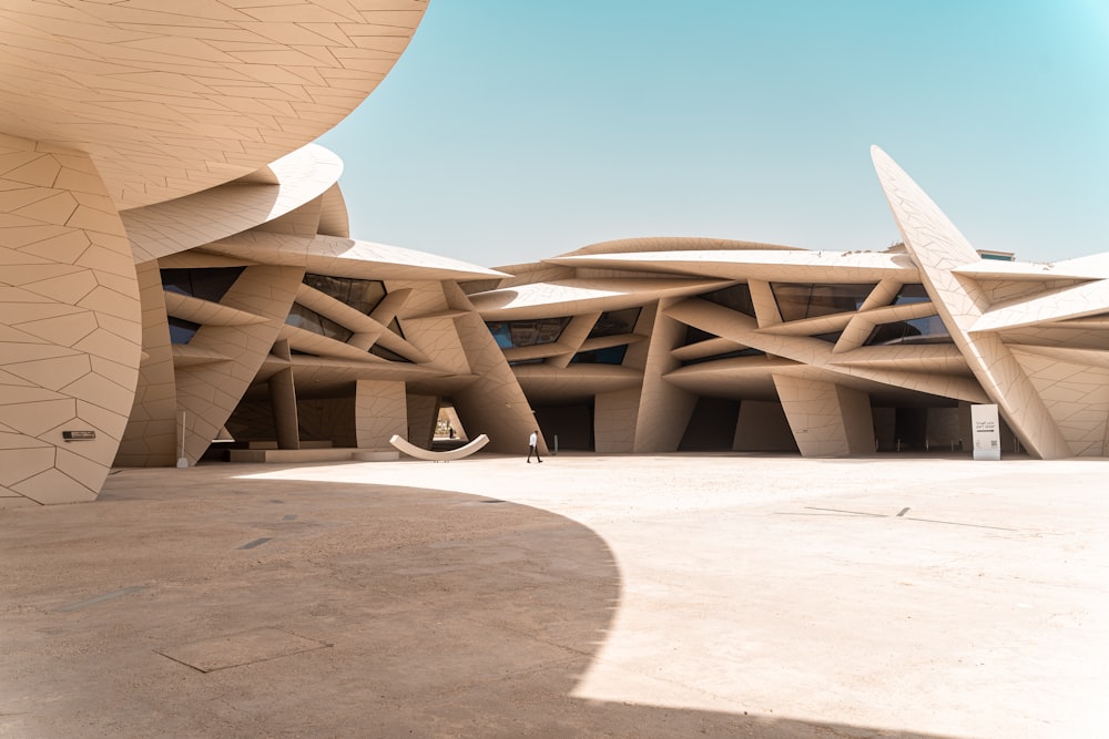 a person walking in a large building