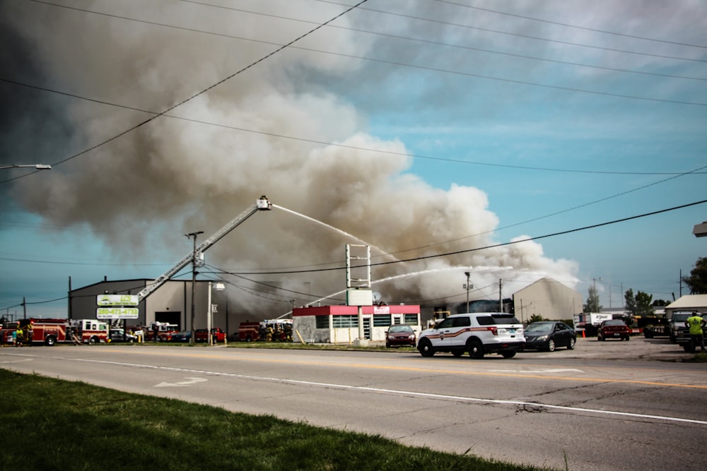 a building on fire