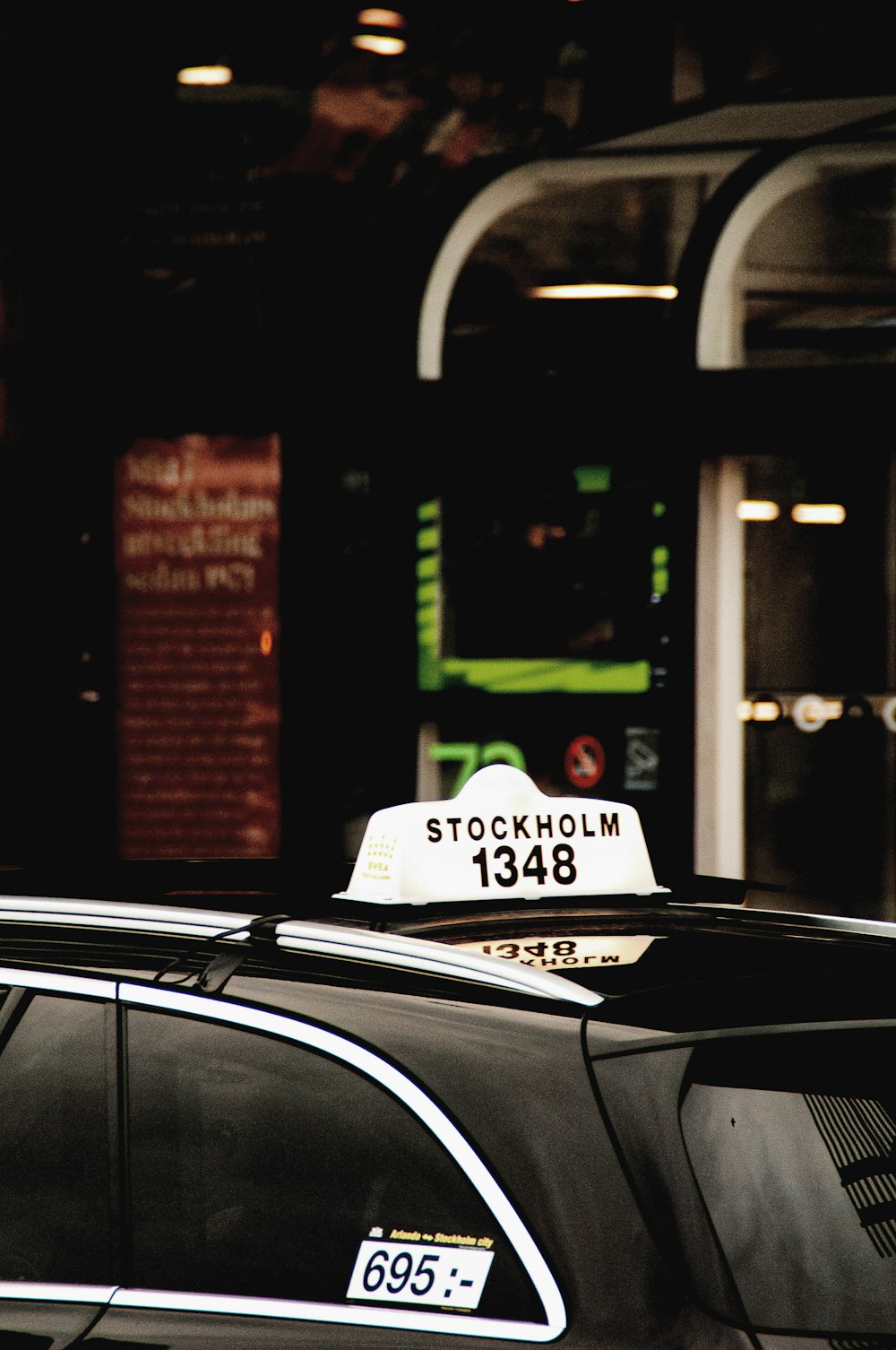 a car with a sign on the windshield