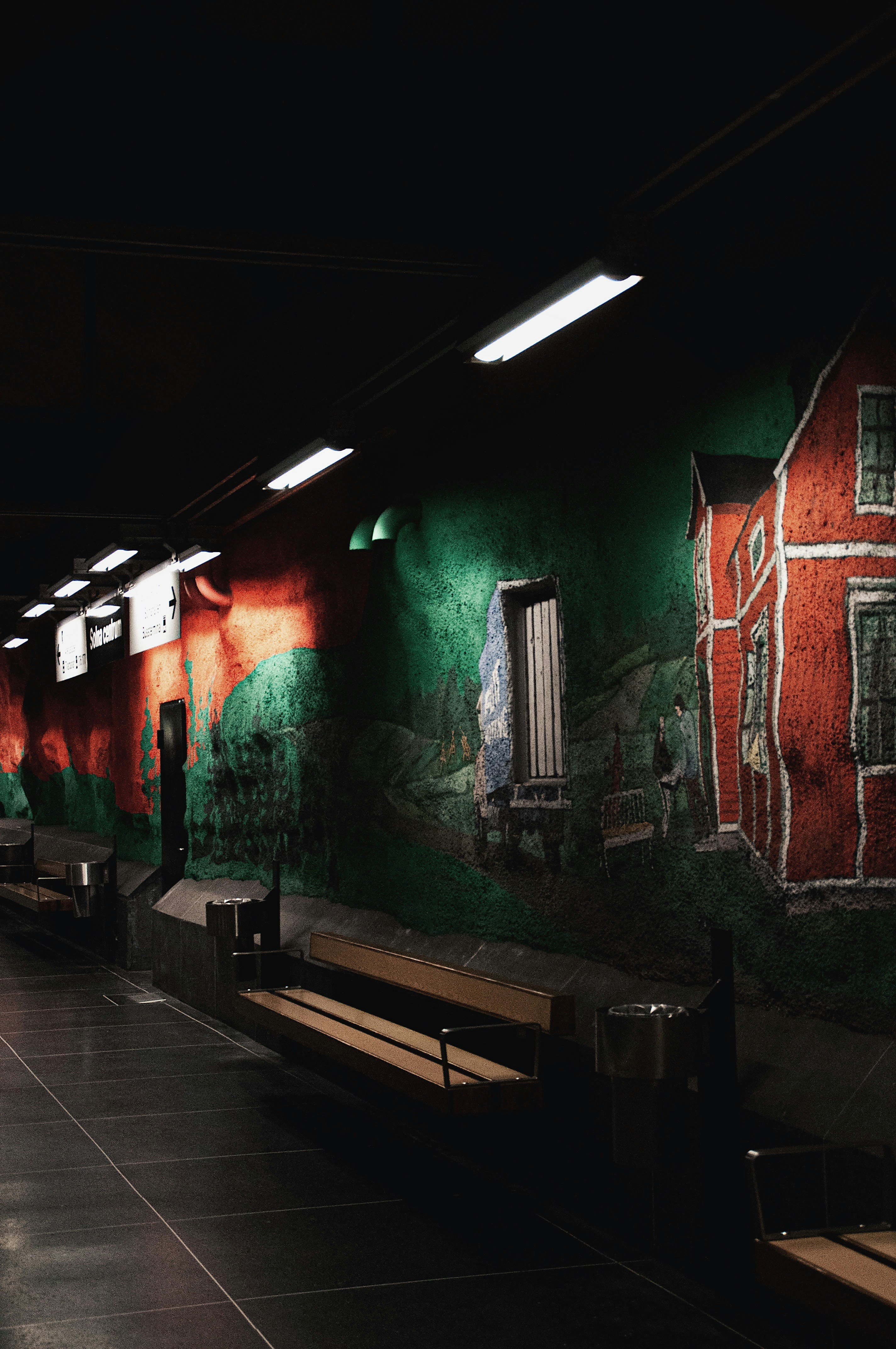 a brick building with a light on top