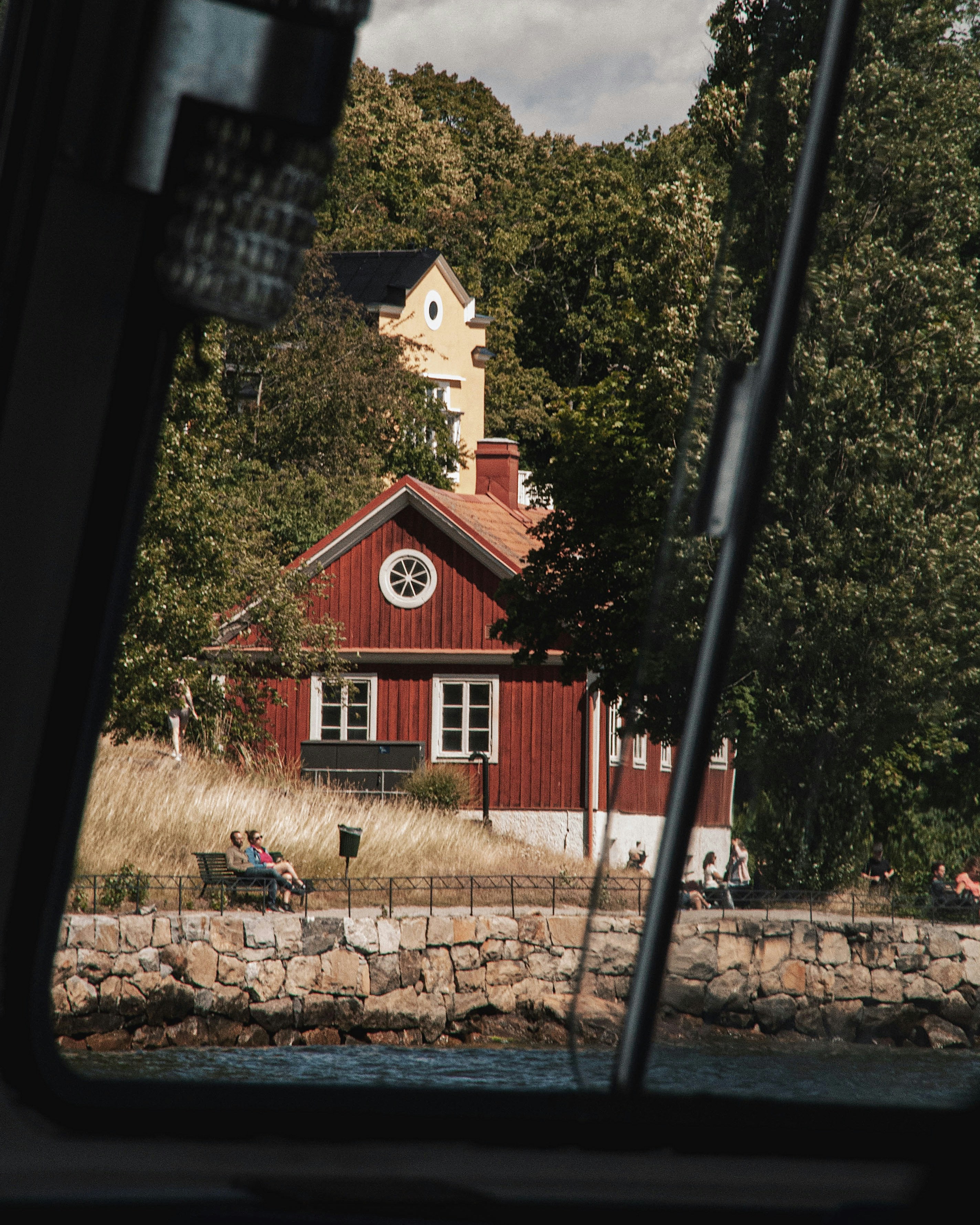 a brick building with a clock