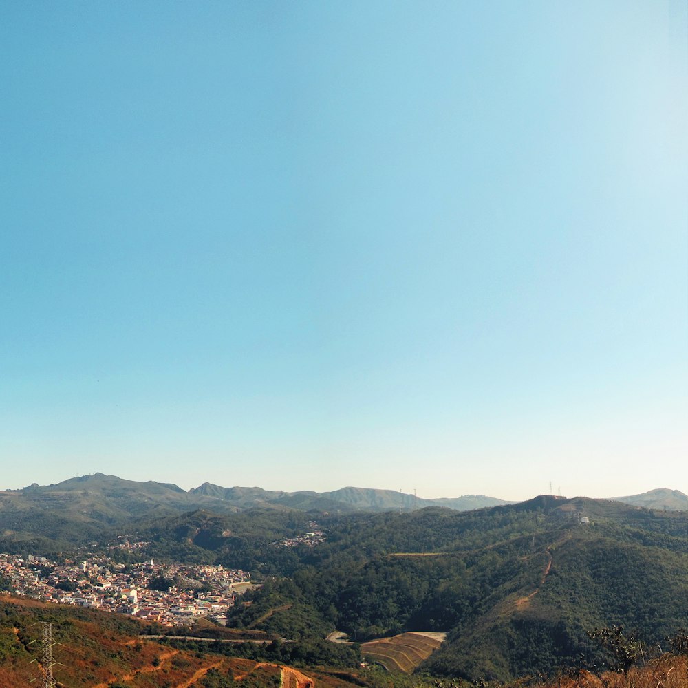 a landscape with hills and trees