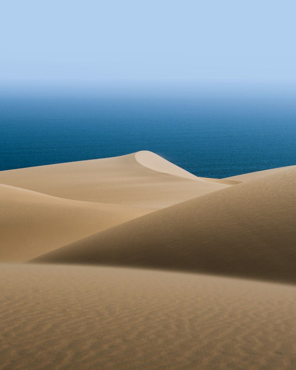 uma praia de areia com um corpo de água no fundo