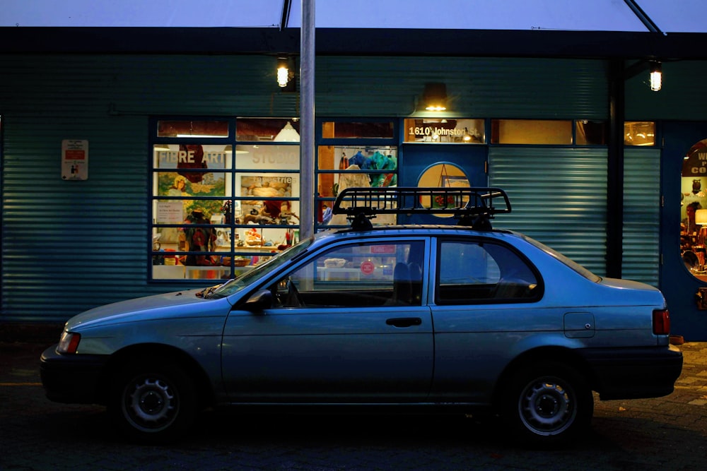 a car parked outside a building