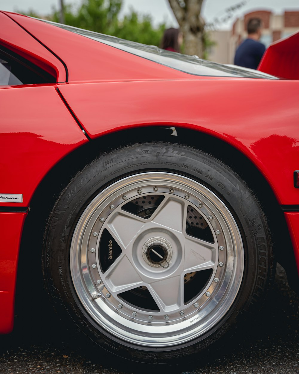 a close up of a car tire