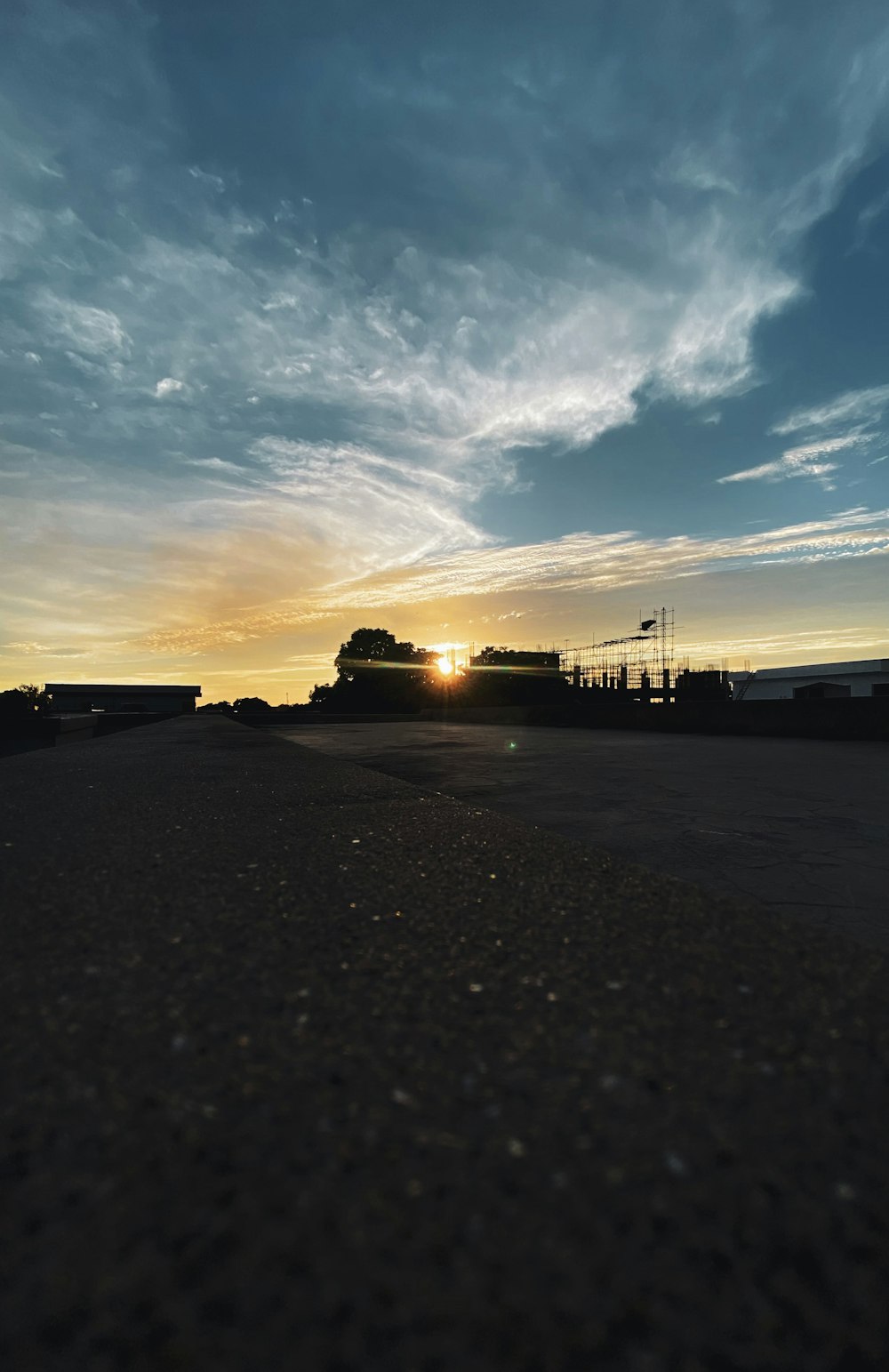 a sunset over a city