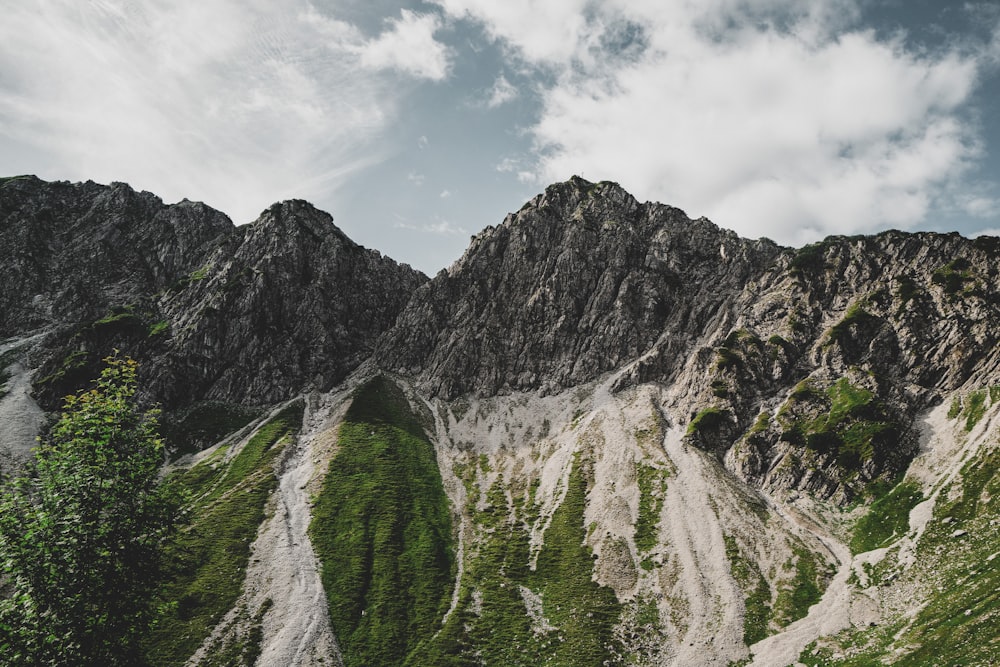 a mountain with a river running through it