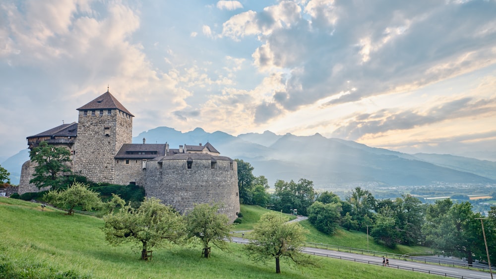 a castle on a hill