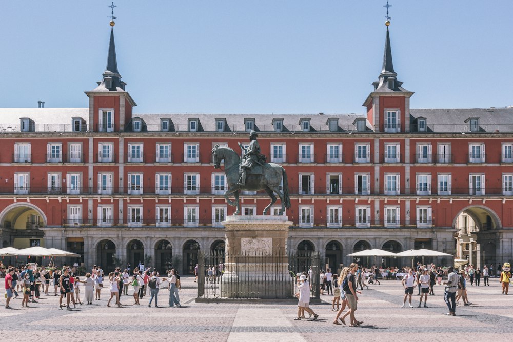 Plaza Mayor's arcaded square in central Madrid, Spain