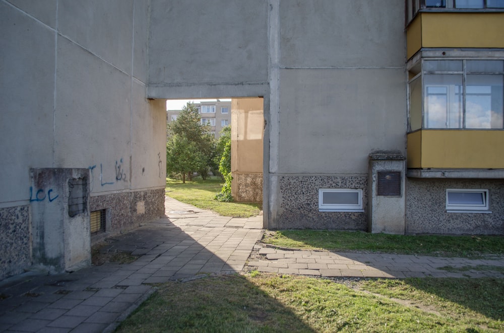 a building with a door and windows