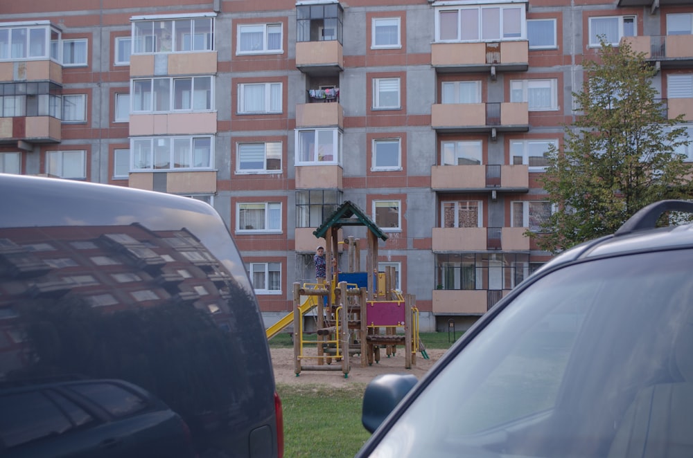 a group of people on a playground