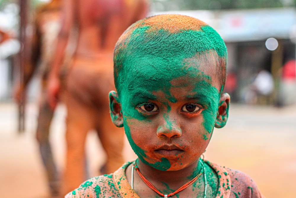 a young girl with green hair