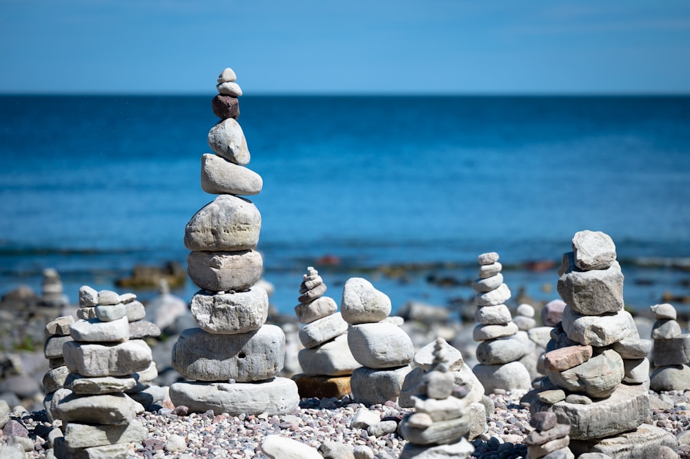 a stack of rocks on a beach