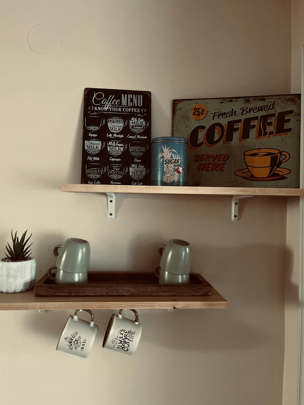 a shelf with objects on it