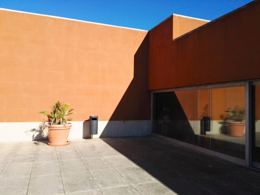 a building with a glass door