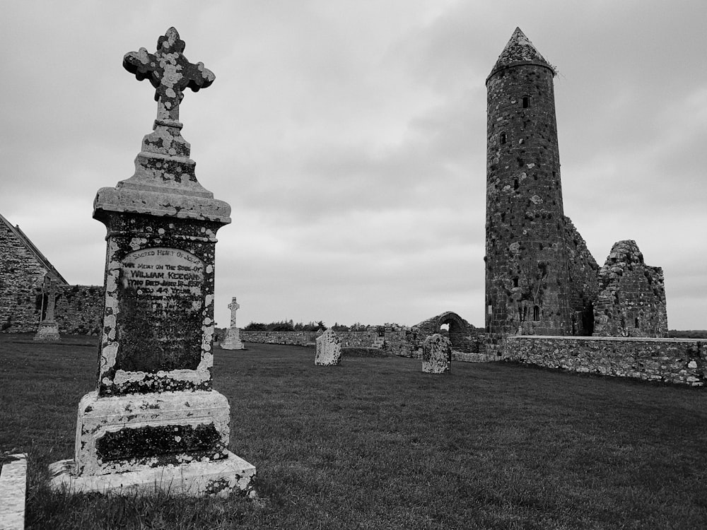 a cemetery with a cross