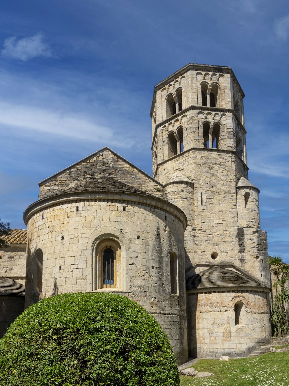 a stone building with a tower