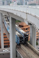 a train going under a bridge