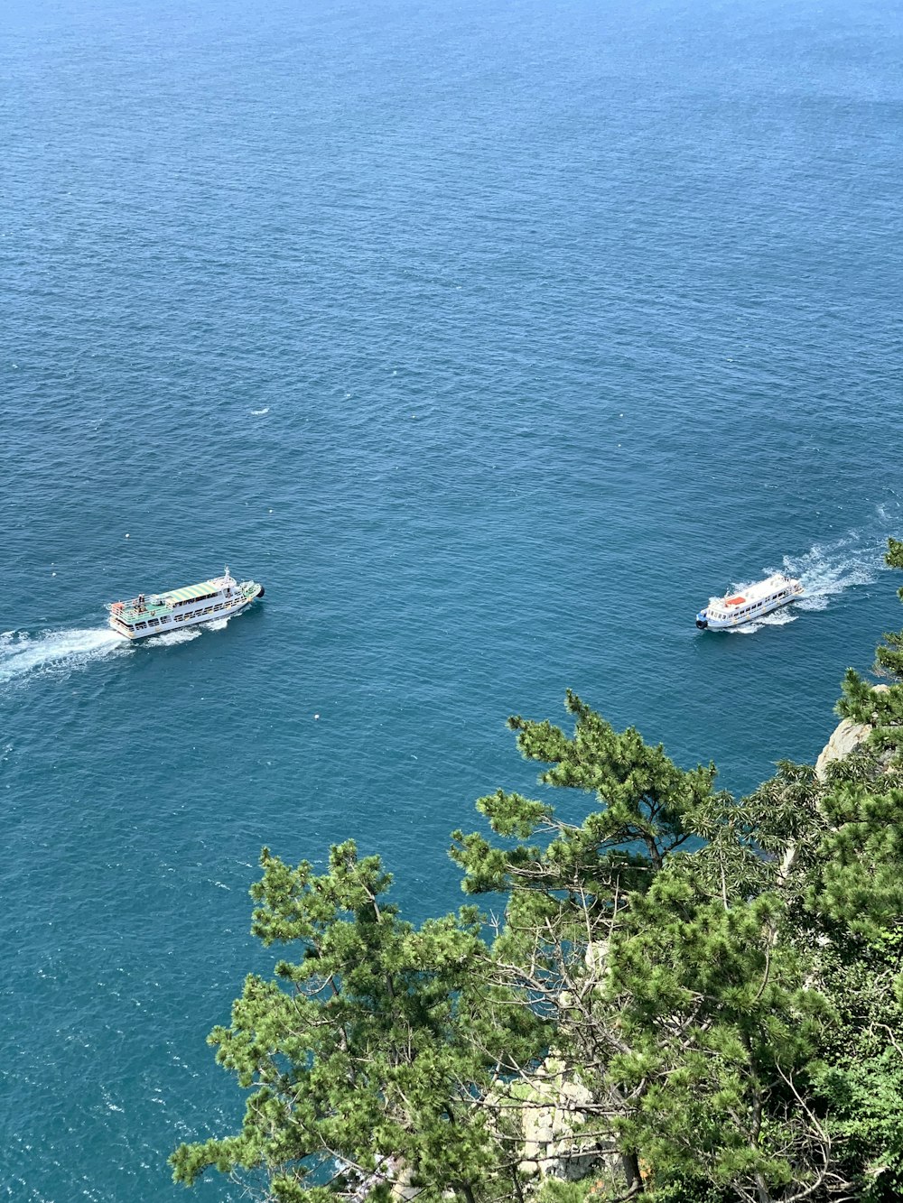 a group of boats on the water