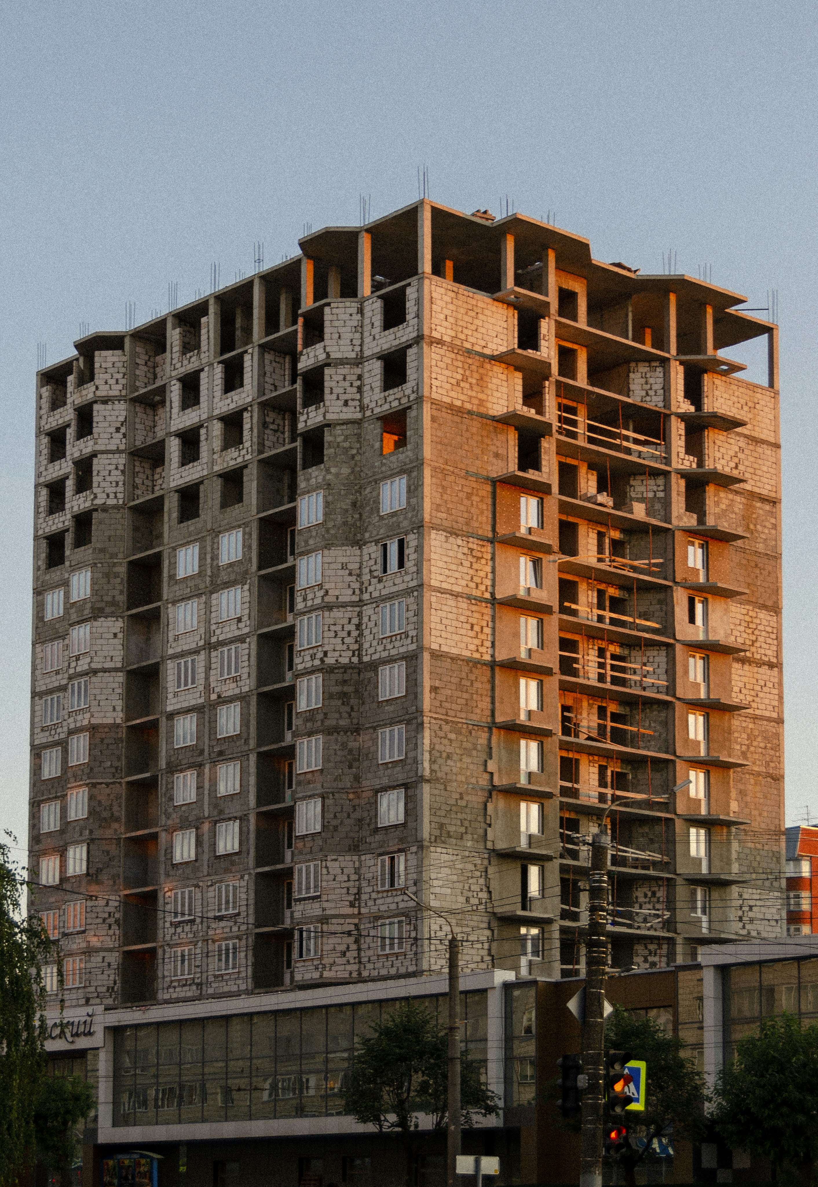 a tall building with many windows