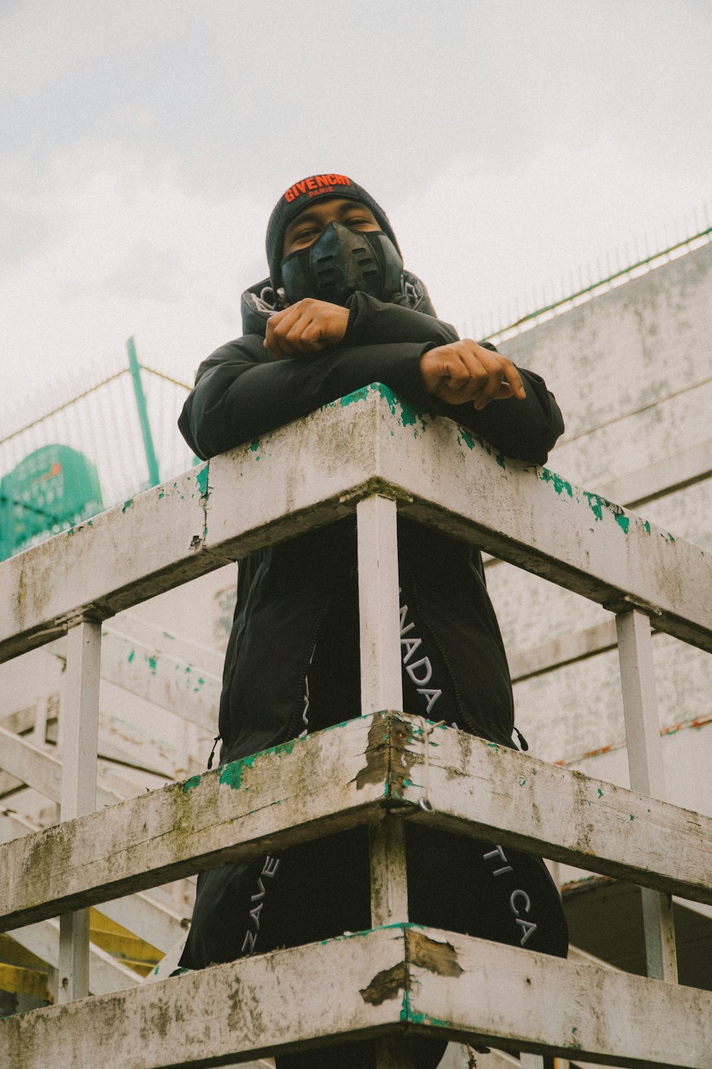 a person sitting on a roof