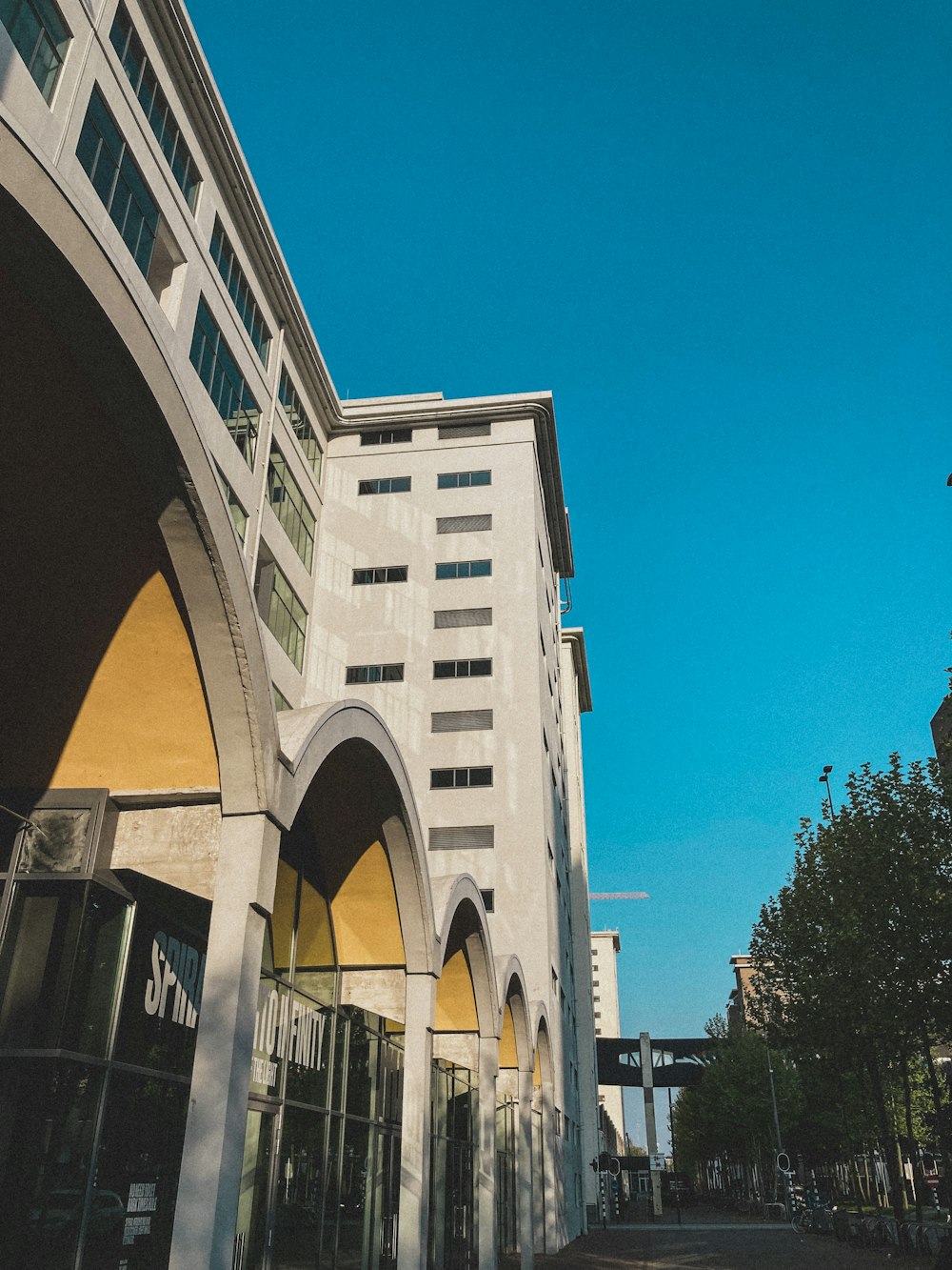 a building with a large archway