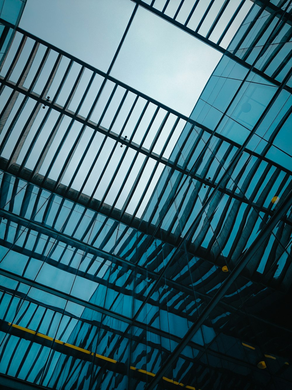 looking up at a glass ceiling