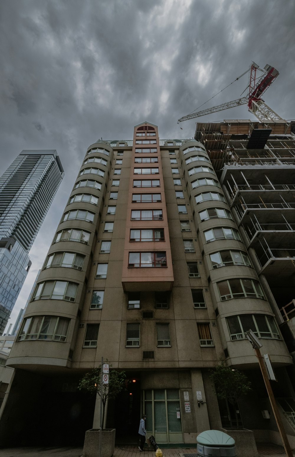 a tall building under construction