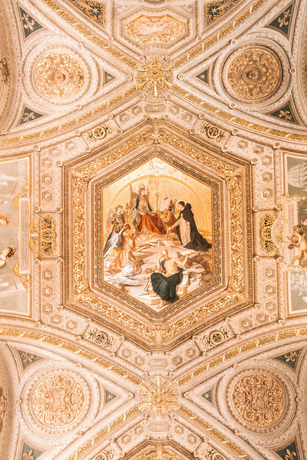 a painting on the ceiling