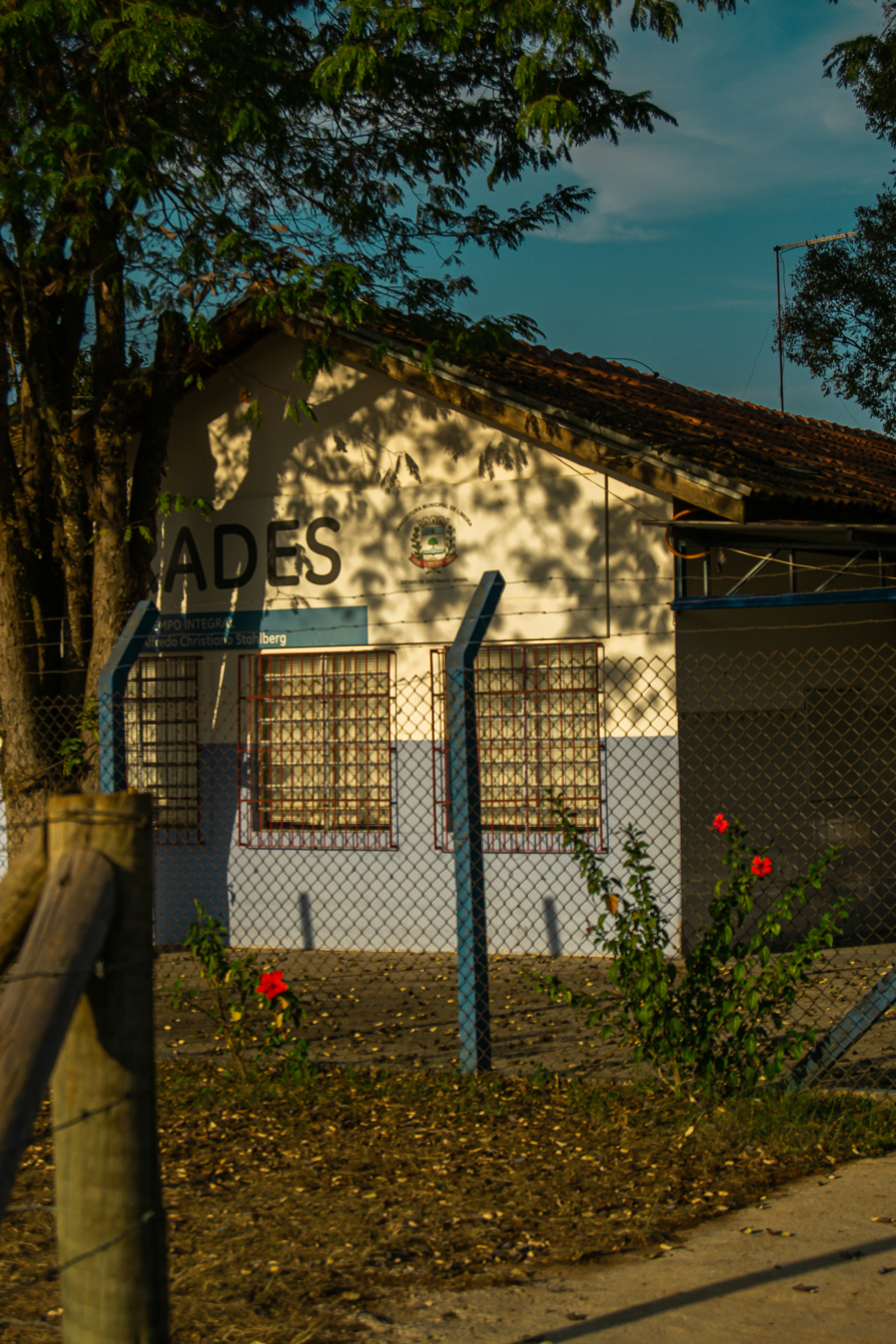 a building with a sign on it