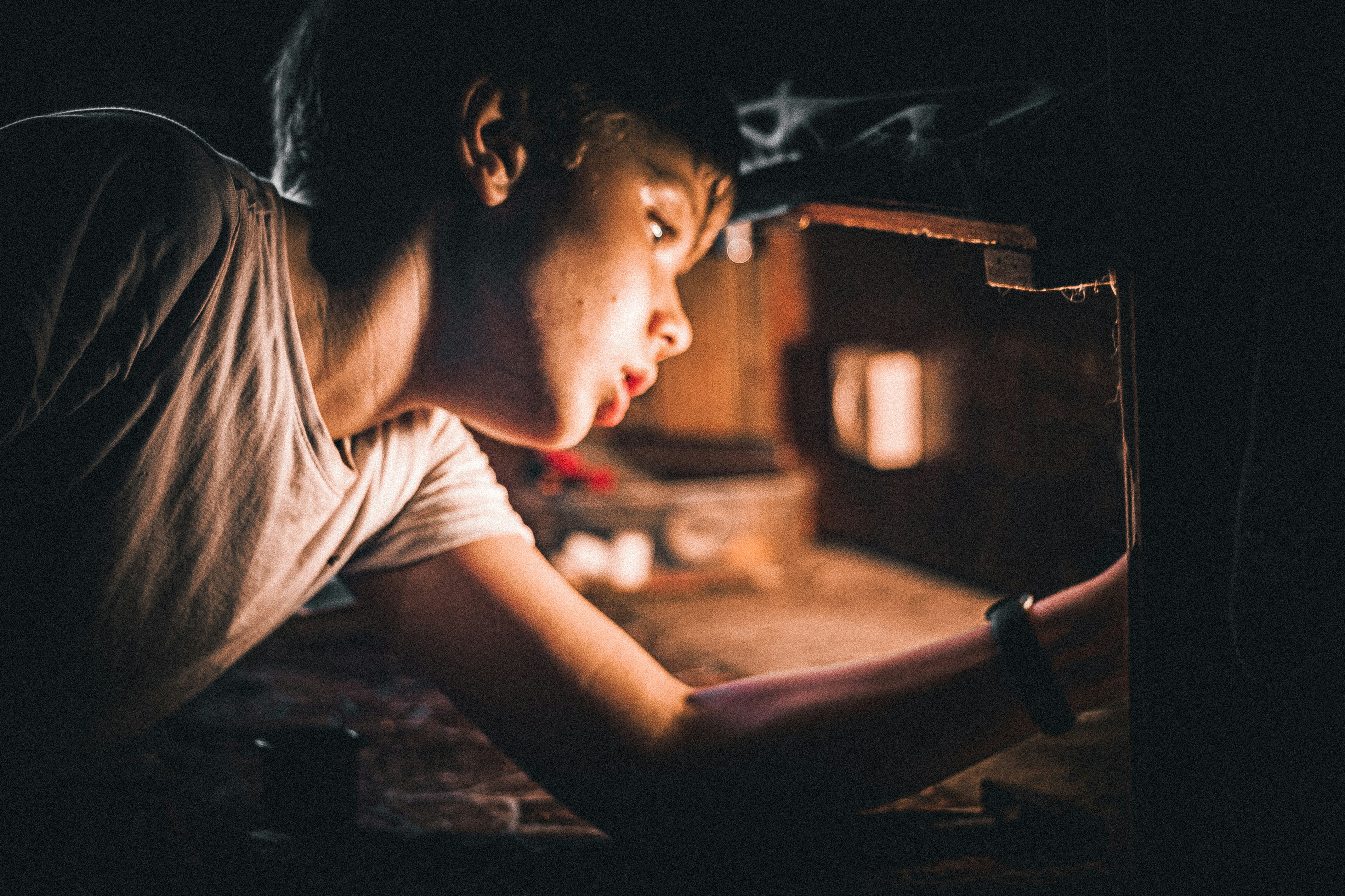 a person looking at a computer