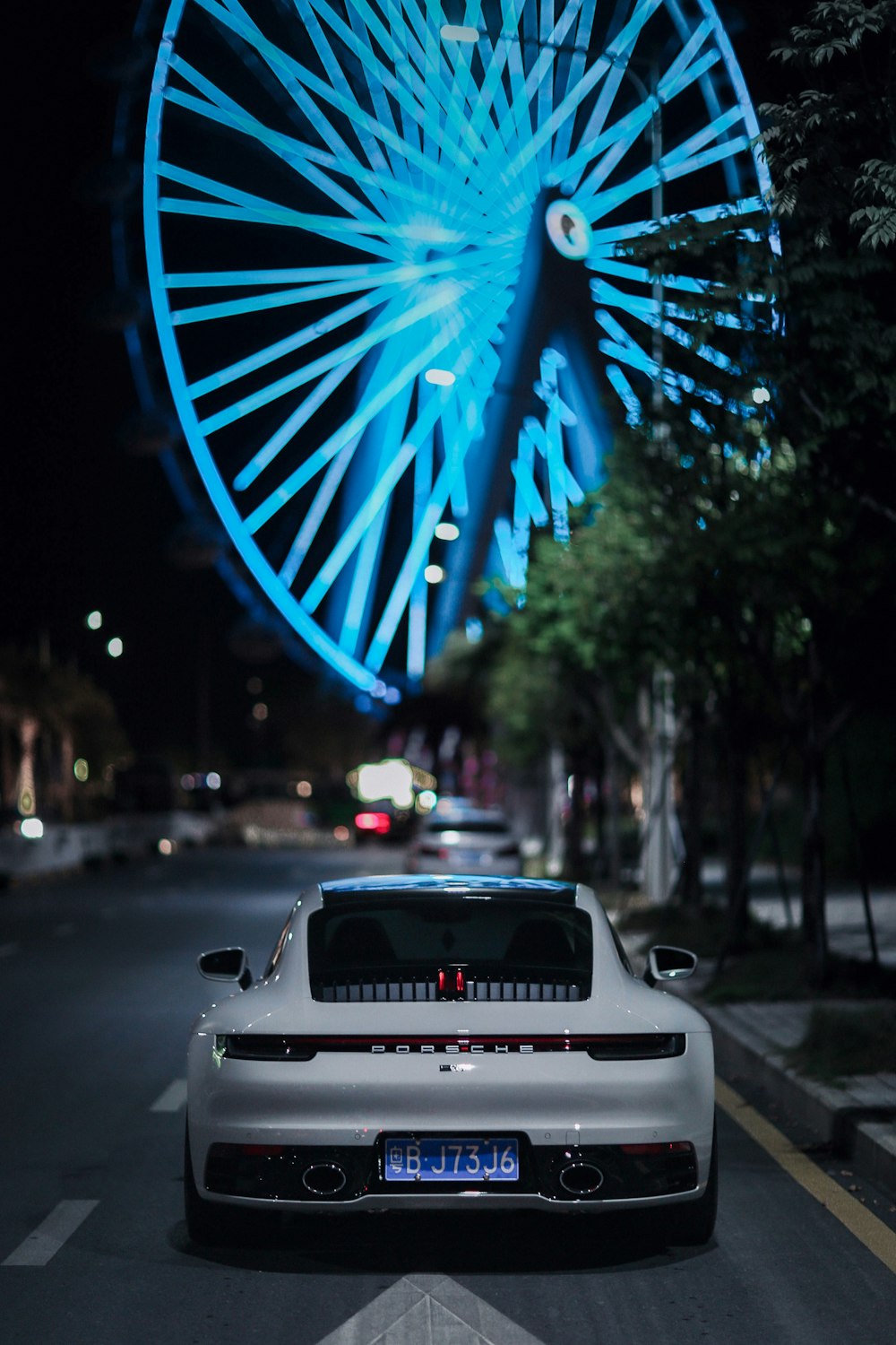 a car with a large blue light above it